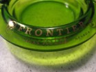 Vintage Frontier Hotel Las Vegas Nevada Green Glass Ashtray W gold Letters
