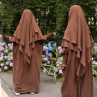 Ramadan Two Piece Set Muslim Overhead Abaya Women Prayer Dress Khimar Kaftan Eid