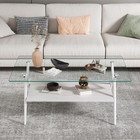38 6 Inch Two-tier Rectangle Coffee Table Tempered Glass Wood Shelf Center Table