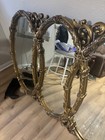 Early 1900 Vintage Triple Oval Mirror Gold 
