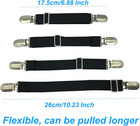4 Pack Adjustable Bed Sheet Fasteners Elastic Straps Clips Sheet Grippers Black