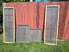 Lot Of 5 Salvaged Wood Window Sashes W  Glass Panes  Rectangular Brown tan