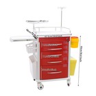 Medical Rolling Trolley Red Abs Alloy With Us Plug For Hospital Clinic Use