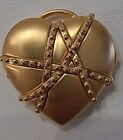 Estee Lauder Solid Perfume Compact Chained Heart Gold  Vintage Preowned       