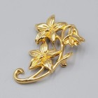 Vintage Avon Golden Five Petal Flowers Polished Gold Tone Brooch Pin 2 