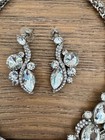Gorgeous Glass Costume Jewelry Necklace And Pierced Earrings Set