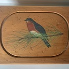Vintage Handmade Wooden Box W hand Painted Eastern Bluebird 11    X 7 5    X 4 25   