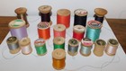 Lot Of  18 Vintage Wooden Wood Sewing Spools Of Thread Crafts