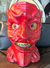 Paper Mache Style Halloween Red Devil Head Lighted Lantern W  Face Insert 8 