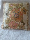 Set Of 2 Vintage Throw Pillows Floral Motif Foilage Tapestry Natural Tone 10 x10