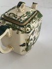 Masons Ironstone Chartreuse Teapot Green Floral Design Gold Trim Tea Pot