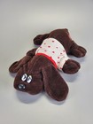 Vintage 1985 Tonka Pound Puppies Newborn Brown Plush Stuffed Animal Hearts Shirt