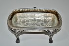 Vtg Fb Rogers 357 Roll Top Butter Dish Silver Plated Lion Claw Foot Glass Liner