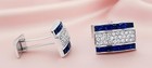 2 50ct Round Cut Simulated Diamond Men s Wedding Cufflinks 14k White Gold Plated