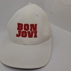 Bon Jovi Hat White With Red Lettering  Adjustable
