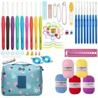 58pcs Crochet Kit For Beginners Adults Yarn Hook Set Ergonomic Grip Storage Case