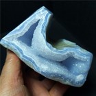 Rare 400g Natural Polishing Argentine Blue Agate stone Geode Healing C1045