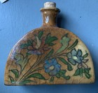 Antique Iznik Pottery Flask Bottle W  Flowers Turkey Persia Qajar Dynasty Floral