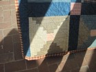 Vintage antique Handmade Quilt Log Cabin Variation Front Gingham Back 74   X 85