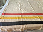 Vintage Striped Blanket 100  Wool 86  X86    Pendleton Glacier Park  1950 s