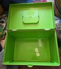  60s 70s Wilson Wil-hold Lime Neon Green      Plastic Sewing Box W  2 Trays