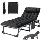 Adults Folding Loung Chair Sleeping Bed Camping Cot Adjustable Sun Chaise W  Mat