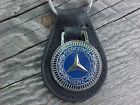 Blue Mercedes Benz Grain Leather Key Fob Vintage Nos Custom-made Top-quality