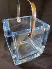 Vtg Cartier Square Blue Glass Ice Bucket 60 s Mid Century W Mappin Tongs Ds56