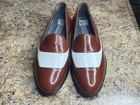 Stacy Adams Mens Loafer Shoes Size 9 5 Leather Brown white Made In Spain Vintage