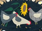 Vtg Antique Style Handmade Quilted Theresa Nelsen Farmhouse Chickens   Sunflower