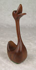Vintage Mid Century Modern Danish Modern Carved Teak Duck Swan Figurine 6in Tall