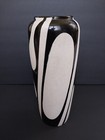 12  Mcm Textured Black White Tall Ceramic Vase Vintage