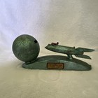 Vintage City National Bank Fort Smith Ar Rocket Moon Mechanical Coin Bank
