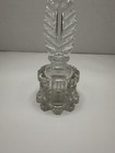 Vintage Art Deco Pressed Cut Glass Perfume Bottle With Feather Stopper