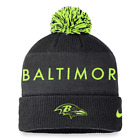 Baltimore Ravens Nike Volt Cuffed Knit Beanie Hat With Pom Men s Nfl Neon New