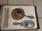 Antique Sterling Silver Plated Vanity Set - Brush  Mirror  Comb In Original Box