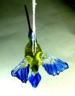 Blown Glass Animal Hummingbird Figurine Hanging Ornament Murano Style Blue 4 9 