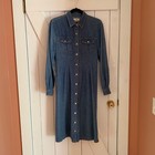 Vintage   Euc 100  Cotton Denim Button Down Maxi Dress Perfect Western Dress