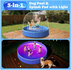 71  Foldable Dog Pool W  Sprinkler   Rgb Light  Hard Plastic Pet Bath  Blue