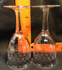 Antique Vintage Pair Of Needle Zig Zagged Etched Petite Wine Cocktail Glassware