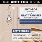 Mirrorvana Fogless Shower Mirror For Shaving With Razor Holder  Hook For Hang   