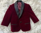 Bellio Bespoke Wedding Dress Boys Burgundy Lush Velveteen Blazer Jacket Size 2