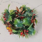Vtg Christmas Holly Wreath Napkin Ring Holder Ornaments Made Hong Kong Mcm