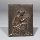 Pair Of Antique French Bronze Bas-relief Plaque  Greek Figure  Muse Clio