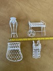 Vintage White Wire Miniature Dollhouse Patio Furniture Plant Stand  Chairs  Cart