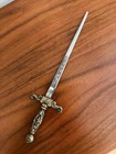 Vintage Ornate Sword Letter Opener Knight 11    Gold Silver Tone