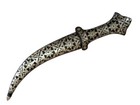 Indo Persian Silver Kofthgiri Worked Knife Dagger Damascus Steel Blade