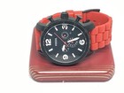 Fossil Nate Chronograph Jr1422 Black Dial Red Silicone Men s Watch 50mm Quartz