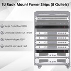 8 Outlet Rack Mount Pdu Power Strip  1020j Surge Protection   15a Overload Sw   