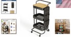 Black Metal Rolling Cart With 3 Mesh Trays   Hooks - Ultimate Storage Solution